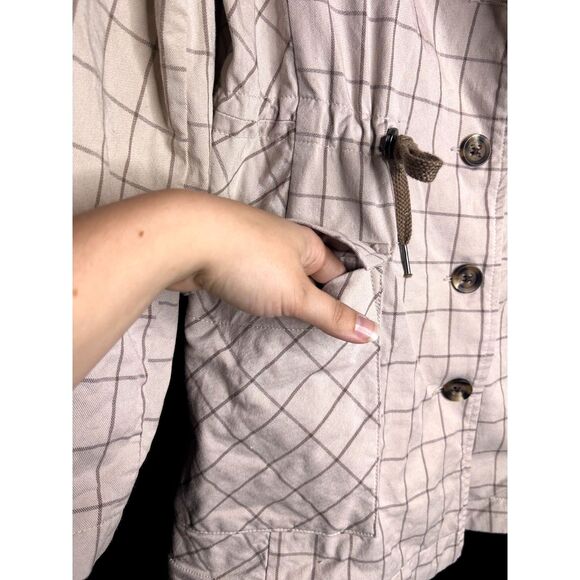 Cabi Women's Tan Windowpane Utility Jacket 6026 Collared Blazer/Trench Preppy - Picture 6 of 10